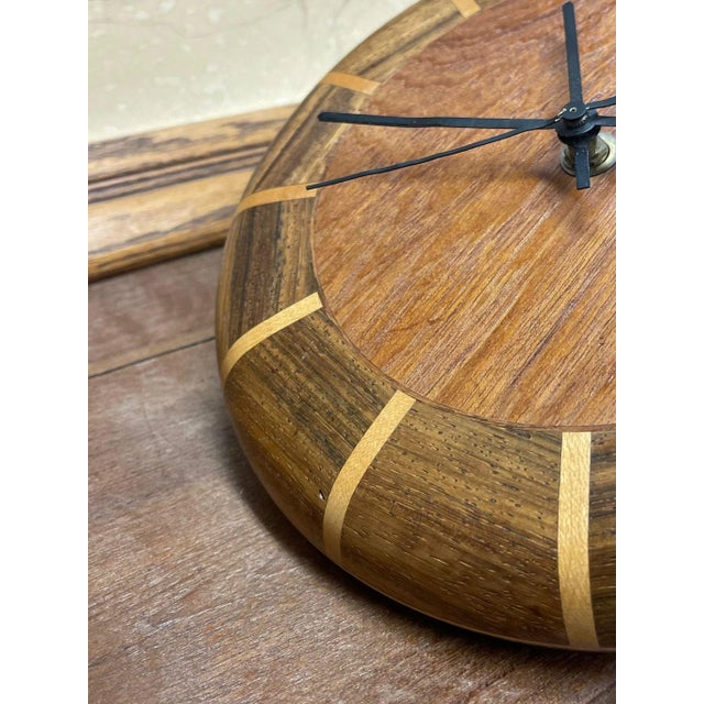Vintage Mid Century Modern Style Wooden Wall Clock For Sale In Seattle - Image 6 of 7