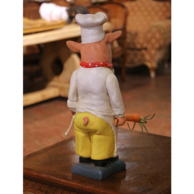 White Mid-Century French Hand-Painted Composition Chef Figure For Sale - Image 8 of 9