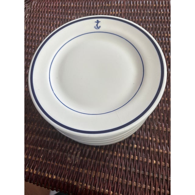 Campaign Shenango China Navy Salad/Dessert Plates 7 1/8"w Set of 8 Marked a-30 for January 1930 For Sale - Image 3 of 4