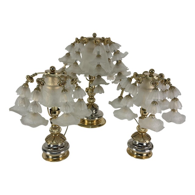 Hollywood Regency Bedroom Table Lamps in the style of Banci, 1980s, Set of 3 For Sale
