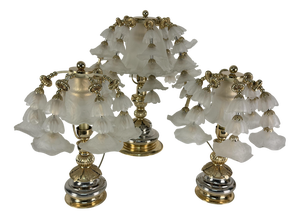 Hollywood Regency Bedroom Table Lamps in the style of Banci, 1980s, Set of 3