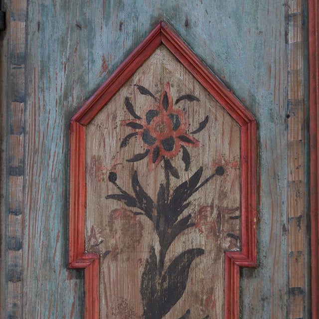 Large Rustic Farmhouse Folk Art Painted Bridal Cabinet dated 1806 For Sale - Image 12 of 18