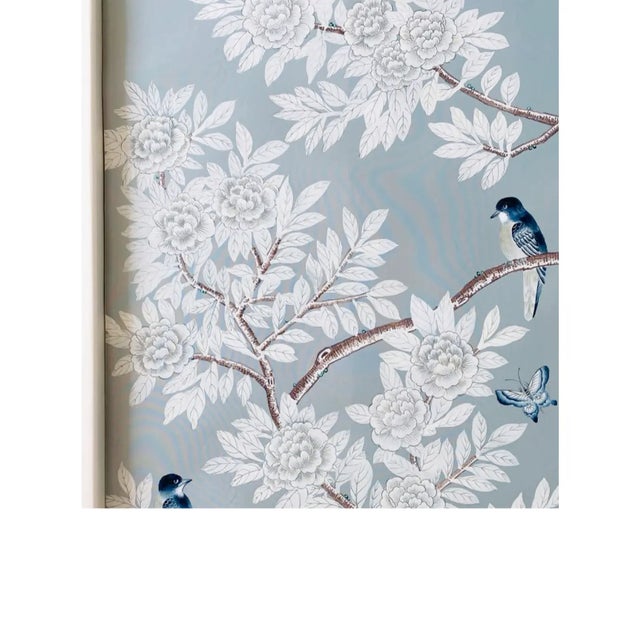 Not Yet Made - Made To Order Blue Grey Chinoiserie Panels Hand Painted Unframed Wallpaper Artworks - 3 Panels For Sale - Image 5 of 5