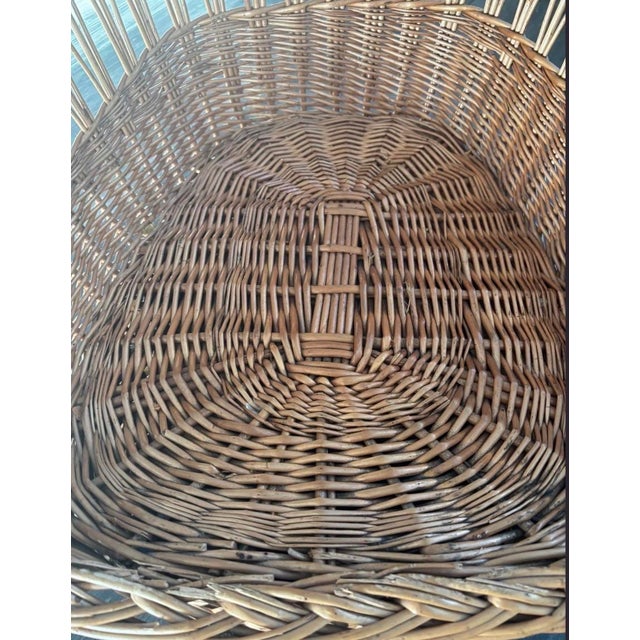 1970s Sculptural Wicker Barrel Chairs - Pair Vintage For Sale - Image 9 of 12
