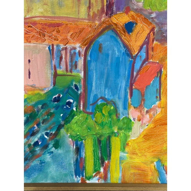 20th Century French Fauvist Painting of the Village de Ollioules, France Beautiful and vibrant landscape painting in oil...