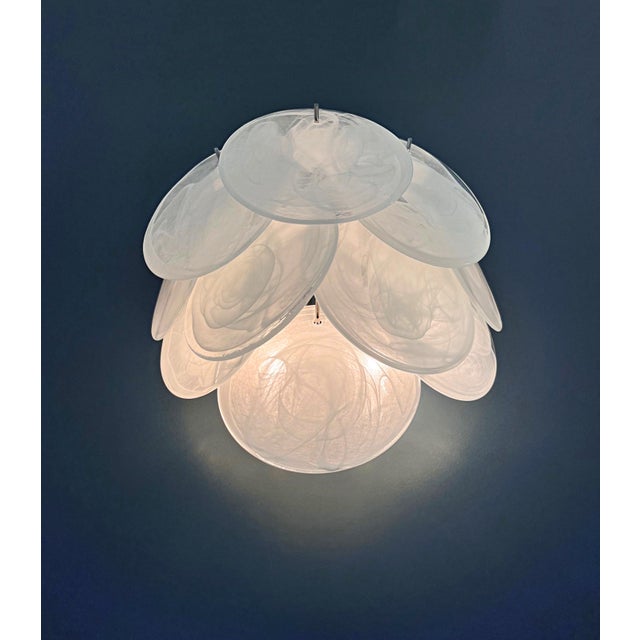 Glass Wall Sconces with 10 Alabaster White Disks, 1990s, Set of 2 For Sale - Image 15 of 16