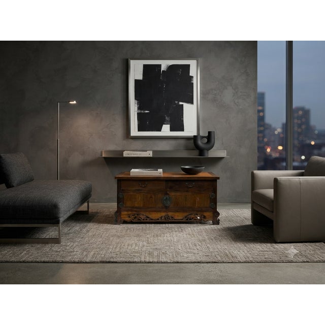 Vintage Asian Brown Kirin Motif Low Tv Console Cabinet For Sale - Image 4 of 15