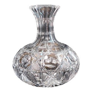 Large 1950s Cut Crystal Carafe For Sale