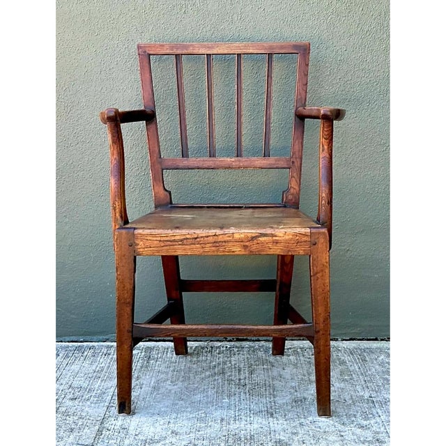 Wood Vintage George III Country House “Elbow” Arm Chair in Elm For Sale - Image 7 of 13