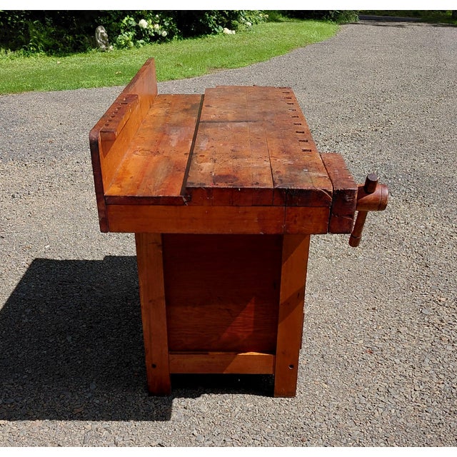 Antique C. Christiansen Workbench Kitchen Island Industrial Work Table For Sale - Image 4 of 13