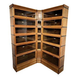Corner Bookcase in Oak from Globe Wernicke, 1890s, Set of 24 For Sale