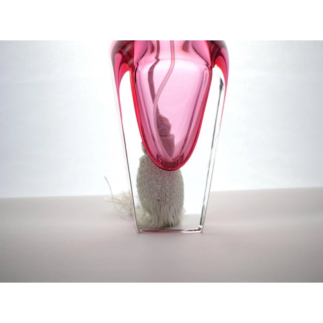 Tall & Elegant Pink Heavy Cut Crystal Venetian Perfume Bottle For Sale In New York - Image 6 of 10