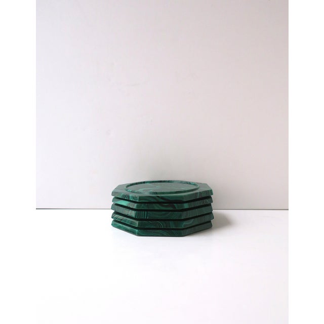 Late 20th Century Malachite Coasters Resin, Circa Late-20th Century For Sale - Image 5 of 8