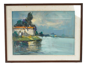 Renzo Piccoli, Marine Landscape, 1920s, Oil on Canvas
