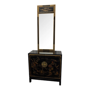 Vintage Drexel Heritage Et Cetera Collection Chinoiserie Style Cabinet & Mirror