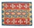 Flat Weave Kilim Rug, Vintage Oushak Rug Village Wool, Red Gold Blue Geometric, 3x4 Ft Approx For Sale - Image 6 of 16