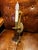 Vintage Solid Brass Electric Candle Stick Rope and Tassel Wall Sconce With Linen Shade For Sale - Image 4 of 14