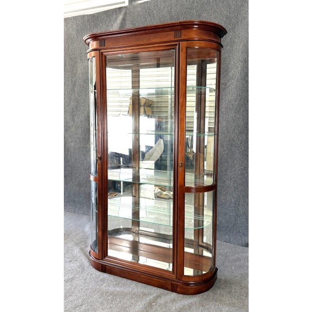 Late 20th Century Pulaski Cherry Bow Front Curio Cabinet For Sale In Raleigh - Image 6 of 15