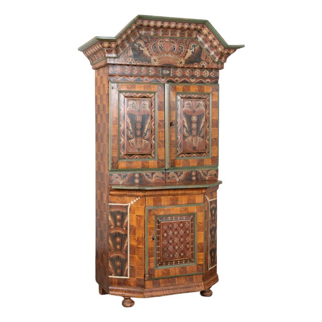 18th-Century Original Hand-Painted Swedish Dalarna Cabinet Dated 1797 For Sale