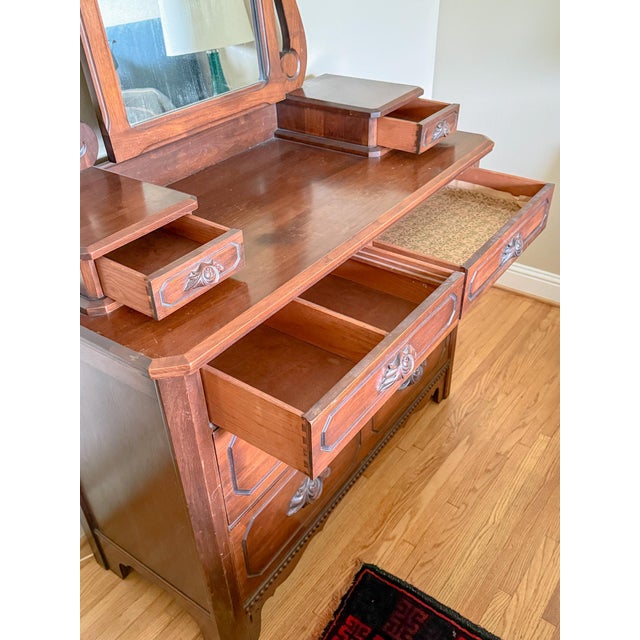 Wood American Victorian Walnut Chest With Carved Detail, Davis Cabinet Company For Sale - Image 7 of 17