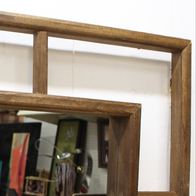 Silver Extra Large 68 Inches Vintage Rustic Wood Grid Wall Mirror For Sale - Image 8 of 8