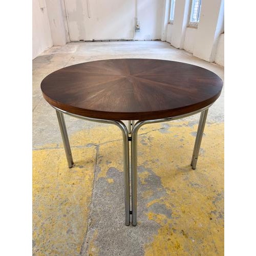 Round Dining Table in Rosewood and Chrome For Sale - Image 5 of 11