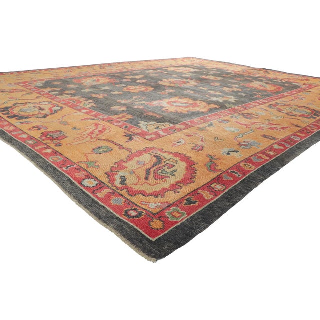 52430 Turkish Oushak Rug, 10'03 x 13'00. Showcasing a bold expressive design with incredible detail and texture, this hand...