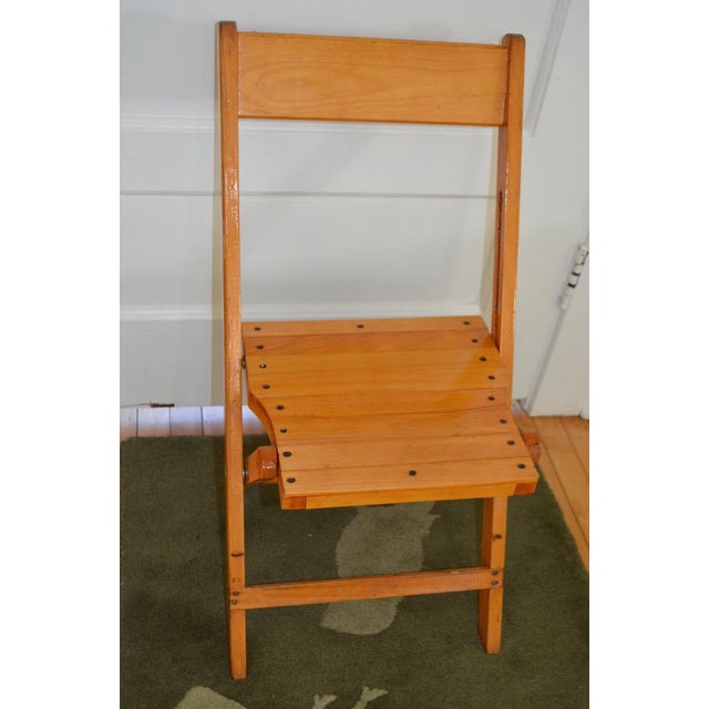 Vintage Oak Snyder Folding Chairs Set of 4 (Note 300 Chairs