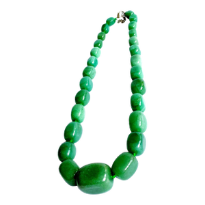 Large Green Aventurine Statement Necklace | Knotted Silk Cord | 304 Stainless Steel Clasp | Bold Green Gemstone Beaded Necklace