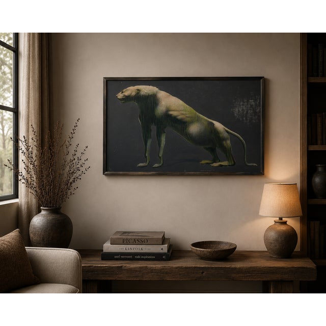 Silent Lion Minimalist Painting by Lado Gorgadze For Sale In New York - Image 6 of 8