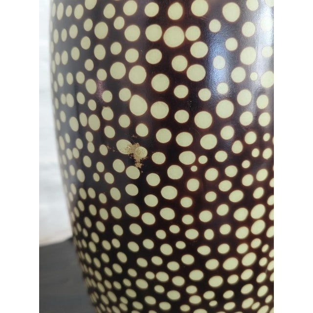 Black Chulucanas Handcrafted Ceramic Table Lamp, Peru, Dated 2005, 2000s For Sale - Image 8 of 12