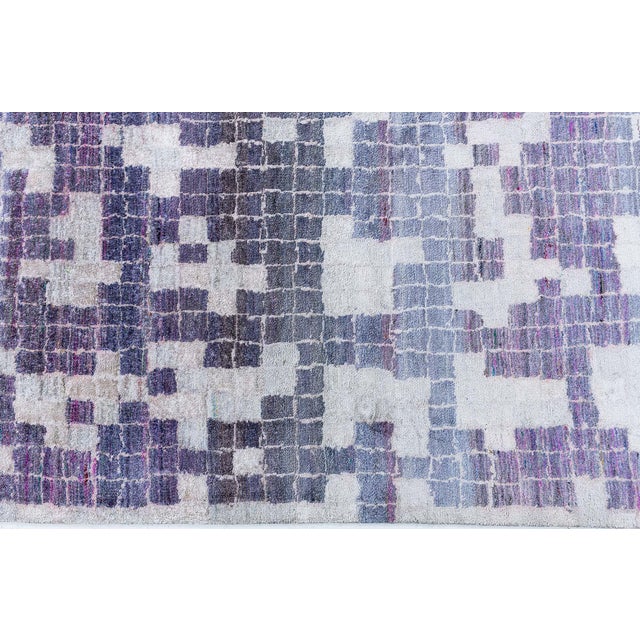 Modern Mosaic Pool Tile Wool Rug in Lavender and Gray by Doris Leslie Blau For Sale - Image 10 of 10