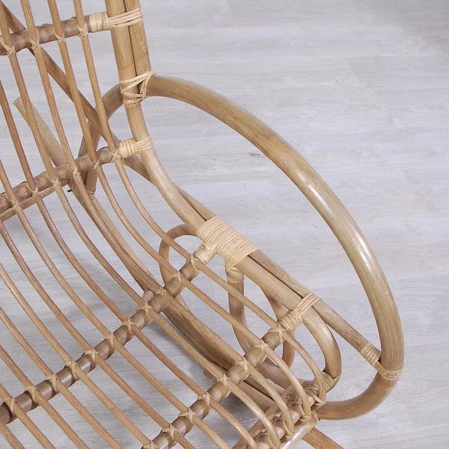 Wood Bamboo Rocking Chair, Italy, 1970s For Sale - Image 7 of 11