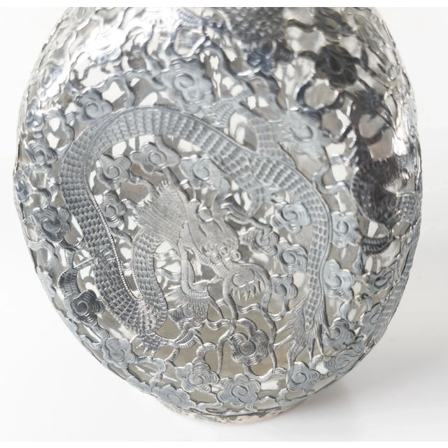 Early 20th Century Chinese Export Sterling Silver Overlay Pinch Bottle For Sale - Image 10 of 12