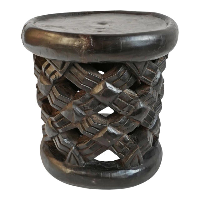 Vintage Tribal African Bamileke Carved Stool / Side Table For Sale