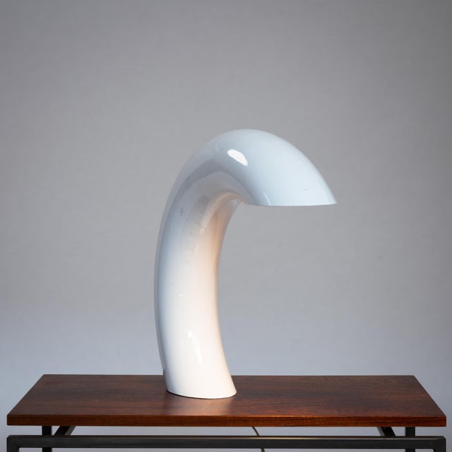 White Arc Shaped White Aluminium Table Lamp by Georges Frydman, 1960s For Sale - Image 8 of 15