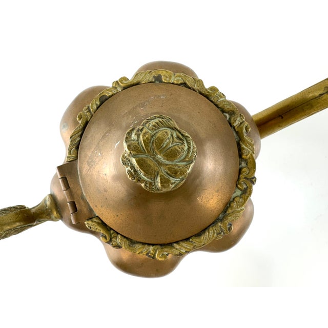 Rustic European Vintage French Style Copper Teapot With Brass Handle & Hinged Lid For Sale - Image 3 of 11