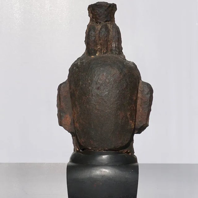 Burnt Umber Song to Ming Dynasty Cast Iron Daoist Buddhist Head For Sale - Image 8 of 10