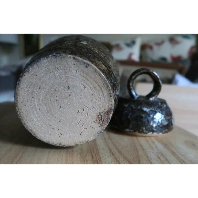 1960s Mid-Century Ceramic Highly Textured Lidded Jar, Signed J T Brutalist / Fat Lava Style For Sale - Image 5 of 7
