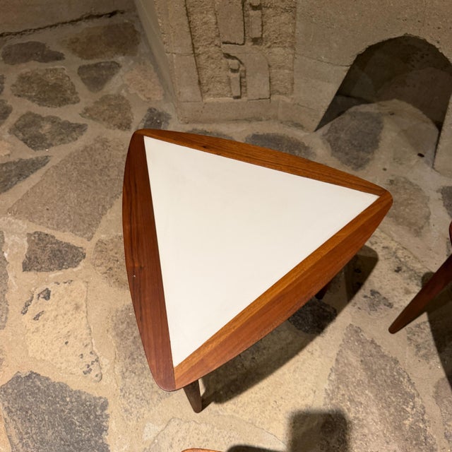 Arthur Umanoff Nesting Side Table Set Triangular Mid-Century Modern For Sale In San Diego - Image 6 of 9