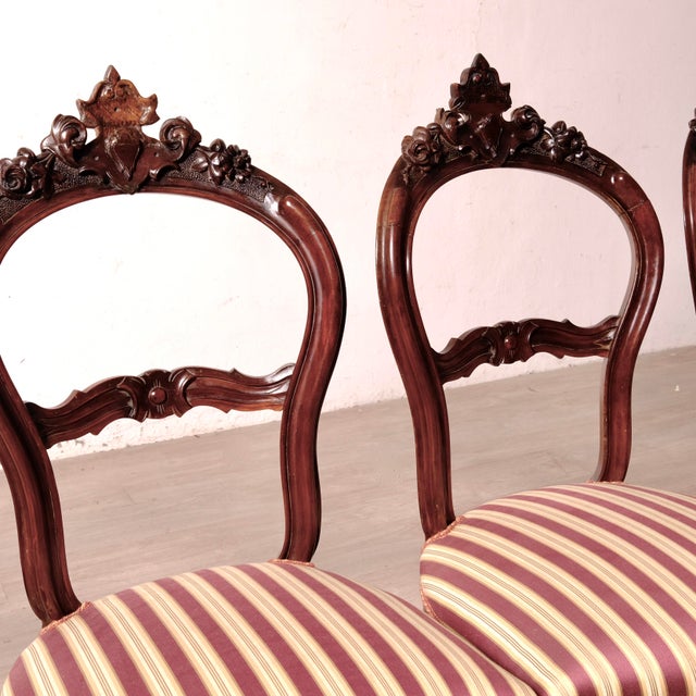 Antique Late 19th Century Louis Philippe Walnut Chairs, 1890s, Set of 4 For Sale - Image 6 of 12