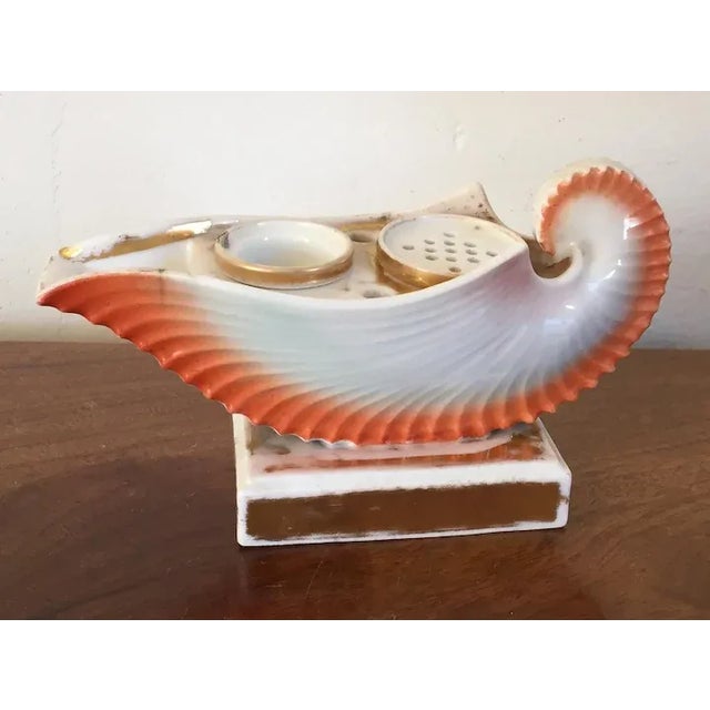 1810 French Empire Paris Porcelain Sea Shell Form Inkwell For Sale - Image 9 of 11
