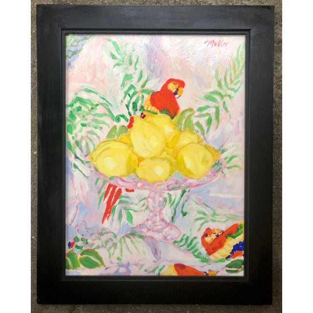 Compote Lemons and Parrot Still Life Oil Painting For Sale - Image 13 of 13
