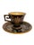Greek Pottery Teacup and matching Saucer set depicting Greek Mythology. Hand-made and hand-painted in Greece. Is signed on...