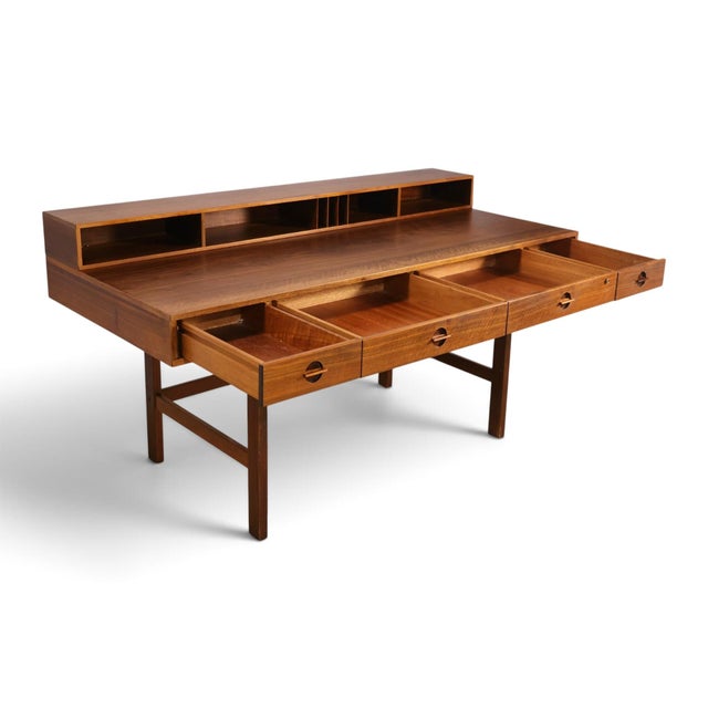 Peter Lovig Danish Vintage Mid Century Modern Flip Top Teak Desk C. 1970s For Sale In New York - Image 6 of 15