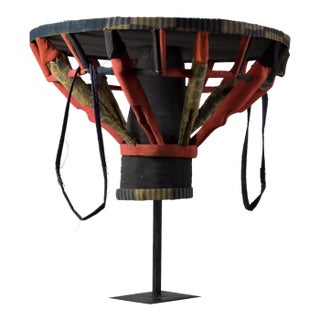 Early 20th Century Bamileke Royal Fon Headpiece With Ndop Cloth Cameroon Sidley Collection For Sale
