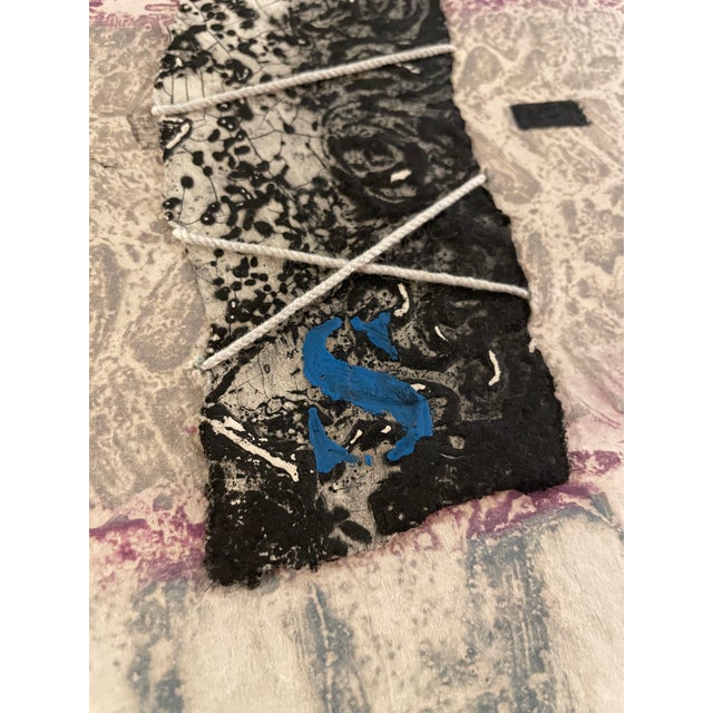 1980s 1980 James Coignard Otage Et Bleu Carborundum Etching With Collage For Sale - Image 5 of 10