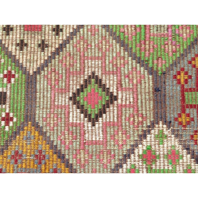 1960's Embroidery Multicolor Kilim Rug- 68"x104" For Sale - Image 10 of 13
