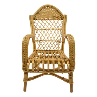 Vintage French Rattan Children’s Chair, 1950s For Sale