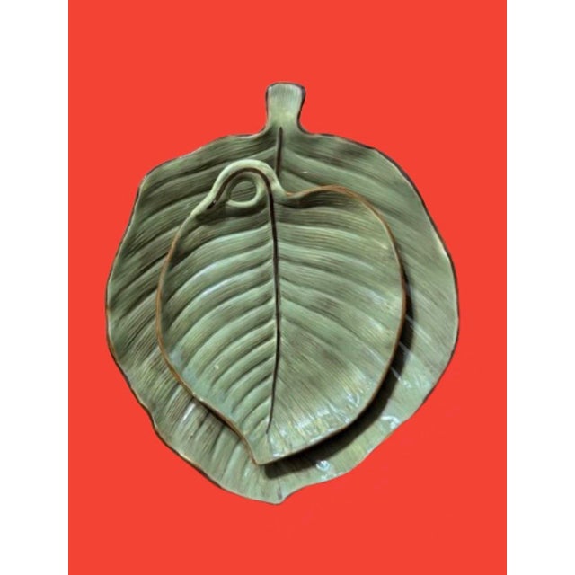 Late 20th Century Vintage Banana Leaves Platters by Raymond Waites - Sets of 4 For Sale - Image 5 of 11